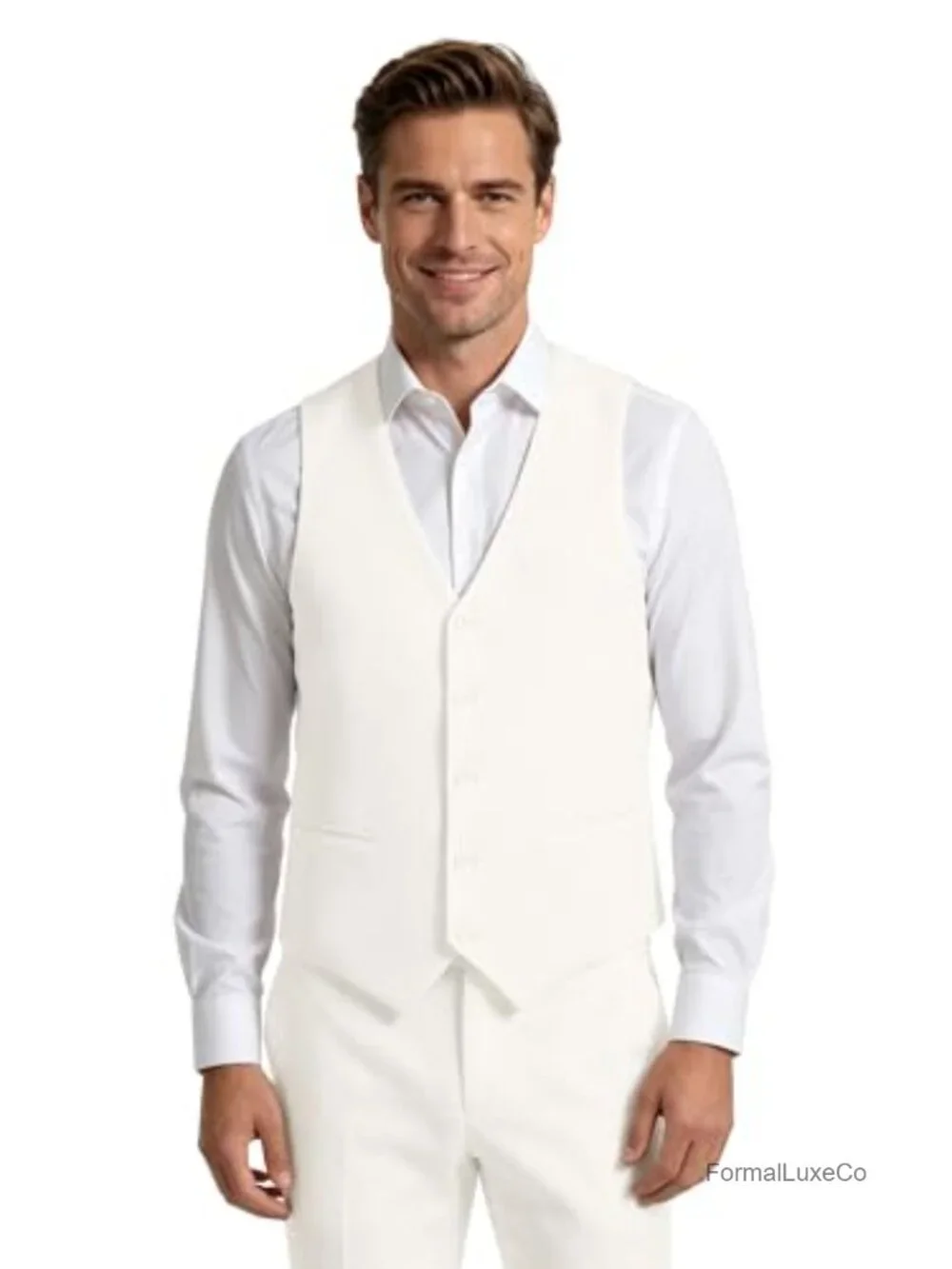Men's Linen Suit 2-Piece Set Vest and Pants Wedding Party